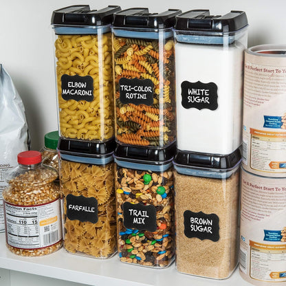 Shazo Airtight Food Storage Containers with Lids - 6 PC BPA Free Clear Plastic Cereal Containers with Easy Lock Lids for Kitchen and Pantry Organization for Snacks and Pasta - 1.2 L