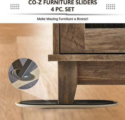 CO-Z Large Furniture Sliders - 4 Pack, 6" x 9 1/2" Oval Reusable Furniture Sliders for Carpet, Heavy-Duty Furniture Gliders Movers for Hardwood Floors, Plastic Moving Pads for Heavy Furniture