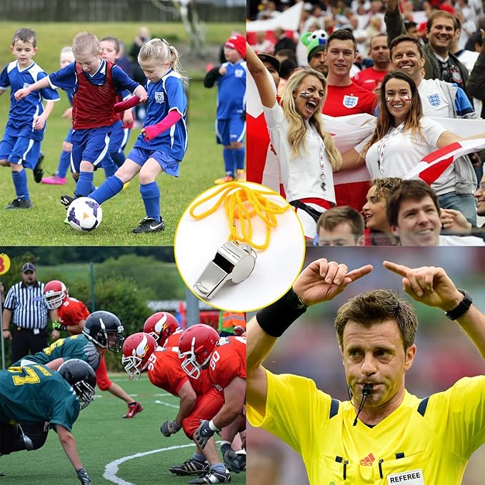 50Pcs Whistles - Stainless Steel Coach Whistle with Lanyard for Soccer, Referees, and Emergencies - Loudest Whistle for Coaching and Safety - Bulk Whistles- Compact and User-Friendly Design