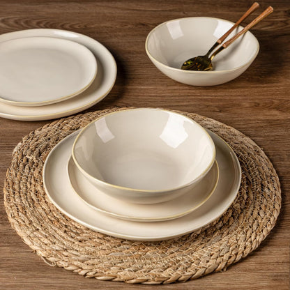 AmorArc Ceramic Dinnerware Sets,Handmade Reactive Glaze Stoneware Plates and Bowls Sets,Highly Chip and Crack Resistant | Dishwasher & Microwave Safe Dishes Set,Service for 8 (24pc)