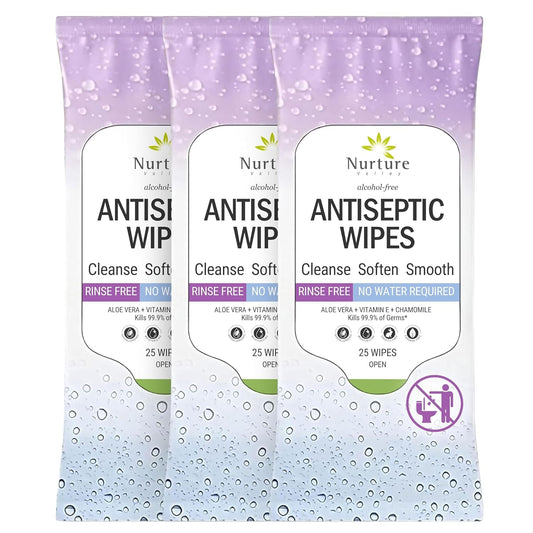 Nurture XL Antibacterial Body & Hand Wipes | Alcohol-Free Antiseptic Wet Sanitizer Towelettes for Germ Removal, Disinfecting Skin, Sanitizing Hands |Cleaning Cloths | Adults & Baby | Thick & Strong