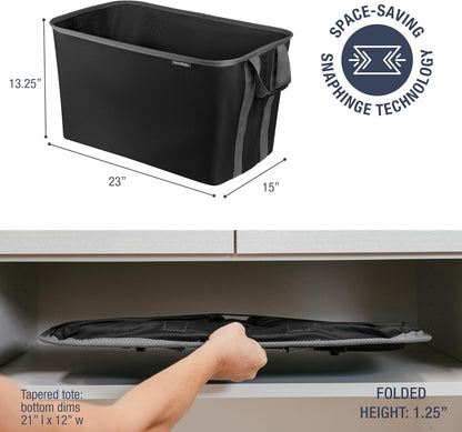 CleverMade Collapsible Laundry Basket Hamper - Black 2-Pack 60L - Space Saving Storage Organizer with Handles Foldable Home Organization