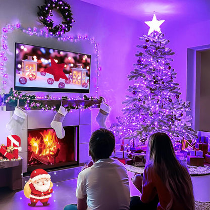 JMEXSUSS Connectable 100 LED Purple Halloween Lights Indoor, 8 Modes Plug in Purple Christmas String Lights Clear Wire, 33ft Christmas Tree Light Outdoor for Halloween Tree, Garden, Bedroom