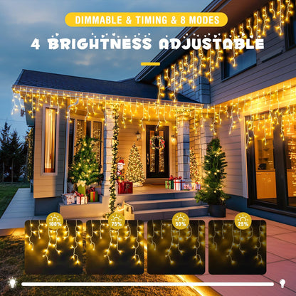 JMEXSUSS Christmas Icicle Lights for Outside-800 LED Warm White Icicle Lights Outdoor Waterproof, Warm White Christmas String Light for House Wedding Party Christmas Decoration
