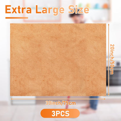 Newwiee 3 Pcs Extra Large Microfiber Cleaning Cloth 30" x 20" Washable Reusable Microfiber Towel Streak Free Lint Free Cloth for Cleaning Home Glass Office Window Bathrooms (Light Green,Blue,Orange)