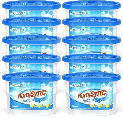 Moisture Absorbers 10 Pack, 16.9oz., Portable Humidity Absorber Boxes for Bathroom, Closet, Kitchen, Dehumidifiers, Attract and Trap Excess Moisture, Convenient and Effective, Blue