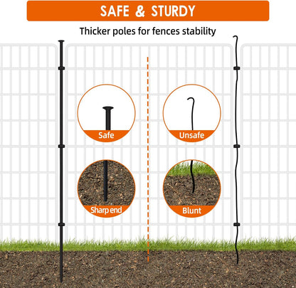 15 Panels No Dig Fence with Gate, 32 in(H) X 36 ft(L) Garden Decorative Fence Animal Barrier for Dogs, Rustproof Metal Garden Edging Border for Outdoor, Yard, Patio, Black