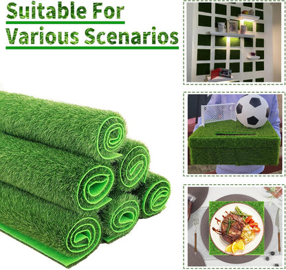 4 Packs 6 X 6 Inch Fake Grass Decor for Crafts, Artificial Grass for Dollhouse Miniature Ornament Projects, Model Turf Grass for DIY Fairy Garden Accessories and Decor Kit