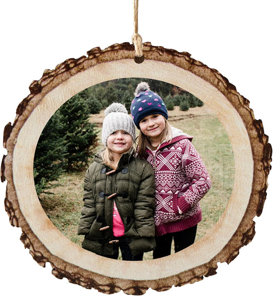 Let’s Make Memories Personalized Christmas Ornament - Photo Only - Rustic Wood - Round - 2025 Christmas Ornament
