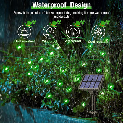 btfarm 4 Pack Solar String Lights Outdoor, 320LED 132FT Halloween Solar Fairy Lights Outside Waterproof, 8 Modes Solar Powered Twinkle Lights for Tree Garden Patio Halloween Decorations, Green