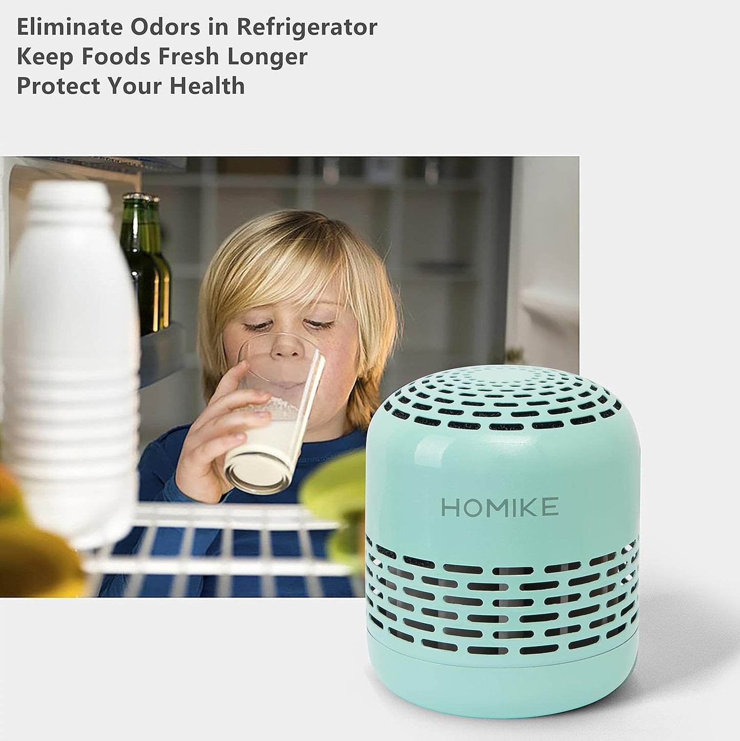 HOMIKE Refrigerator Deodorizer, Odor Eliminator,Last up to 10 Years for Car,Closet,Shoes Cabinet,Fridge and Freezer,Outperforms Baking Soda and Activated Carbon (Green)