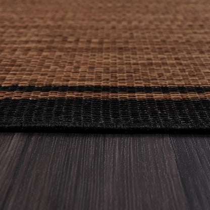 CAMILSON Indoor Outdoor Rug, 10x14 Bordered Nut Brown Black Modern Area Rugs for Indoor and Outdoor Patios, Kitchen and Hallway Mats, Washable Porch Deck Outside Carpet (Border Nut Brown Black 10 x14)
