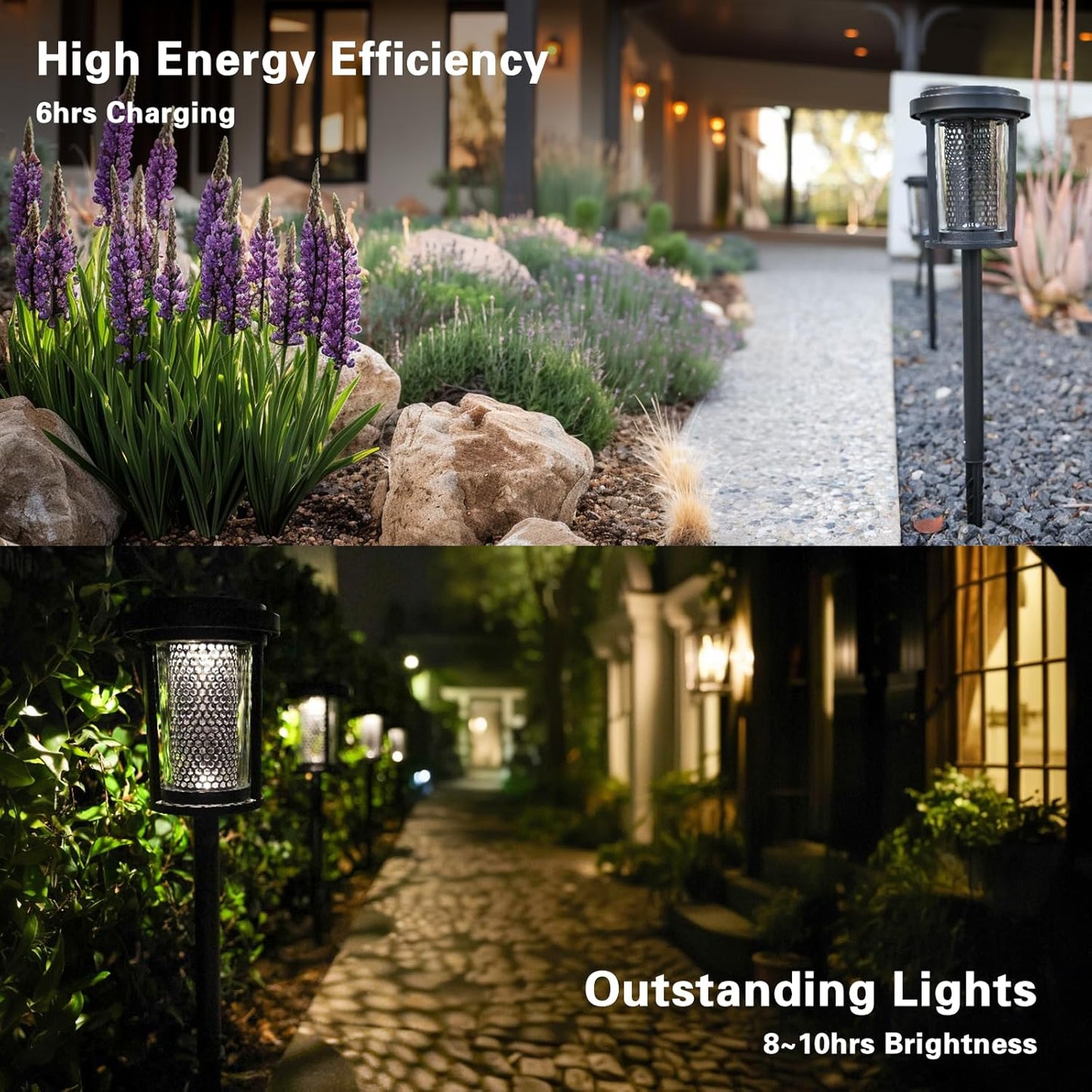 EcoGreen Outdoor Pathway Solar Light, 4pcs Pack,Garden Patio Balcony Walk Way Lights, Aluminum Leg, 5000K Daylight, IP65 Waterproof, 2.44*13.4in