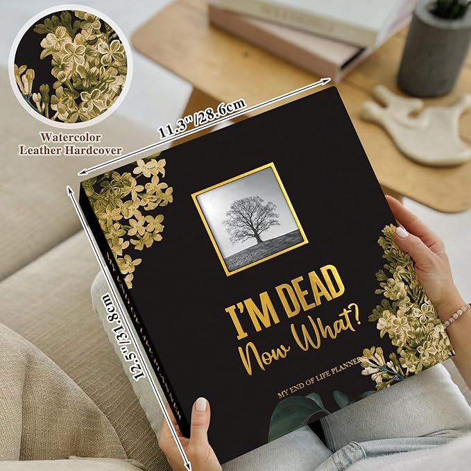 Lanpn End of Life Binder Organizer Death Planner 8.5"x11", Final Wishes & Estate Document Folder with 8 Dividers & 10 Letter Size Binder Pockets, I'm Dead, Now What Life Plan Book When I Die Journal