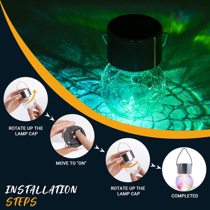 GIGALUMI 16 Pack Solar Hanging Lights for Christmas Decoration - Cracked Glass Solar Lights Outdoor Waterproof for Garden, Yard, Fence, Tree (Color Changing)