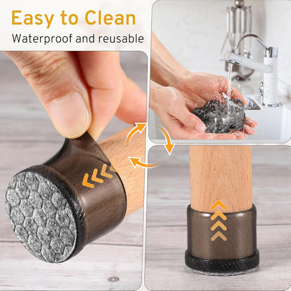 24PCS Round Chair Leg Floor Protectors, Furniture Sliders, Chair Leg Protectors for Hardwood Floors, Non-Slip Felt Furniture Pads, Silicone Cap Covers to Protect Floors, (Fit 0.75" - 1.1")