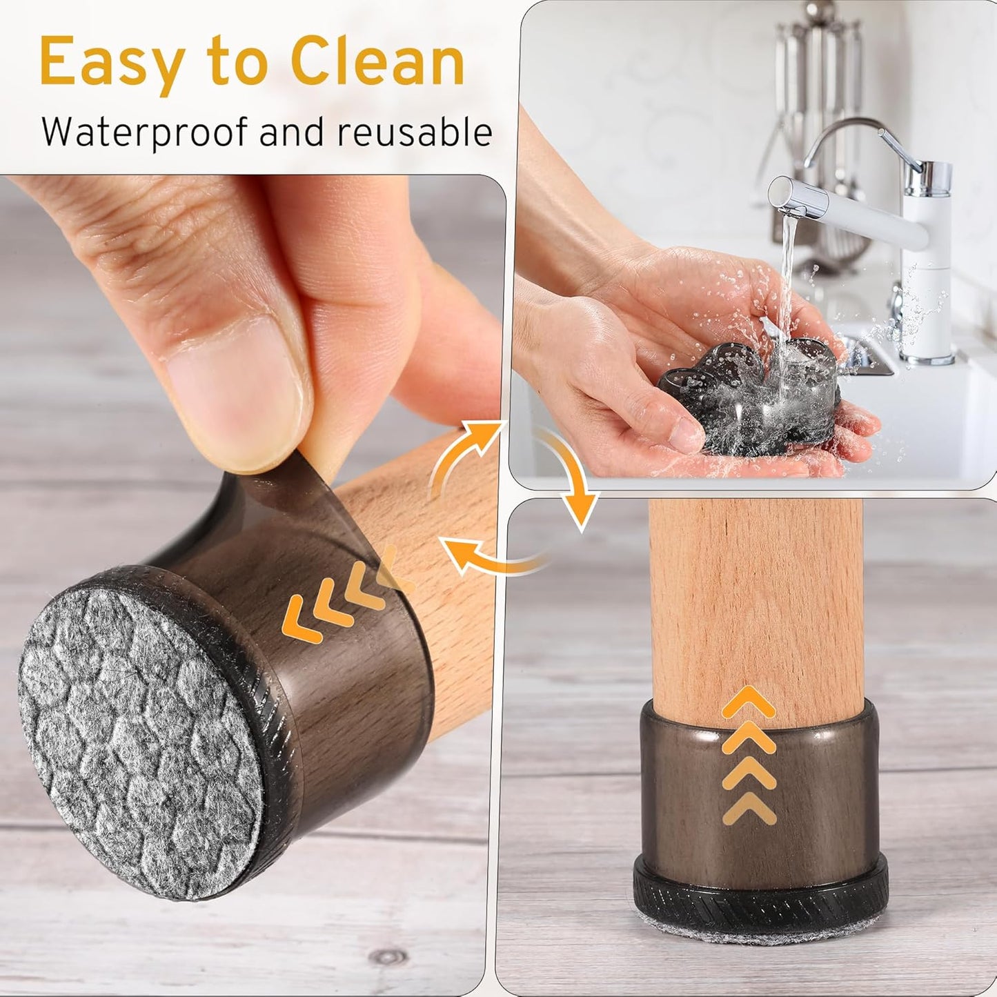 24PCS Extra Small Chair Leg Floor Protectors, Furniture Sliders, Chair Leg Protectors for Hardwood Floors, Non-Slip Felt Furniture Pads, Round Silicone Cap Covers to Protect Floors(Fit 0.5" - 0.75")