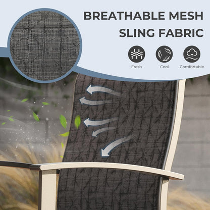 Grand patio Outdoor Swivel Bar Stools with Armrests Backs, 24" Height Patio Chairs for Porch Deck, Set of 4, Outdoor Sling Fabric (Black&Grey Plaid, 4PC)