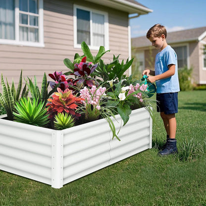 Large Outdoor Planter Boxes Kit Set of 2,6x3x1.5ft Galvanized Raised Bed Planter with Open-Ended Base Design, Elevated for Outdoor Plants, Durable Raised Bed for Gardening,Green