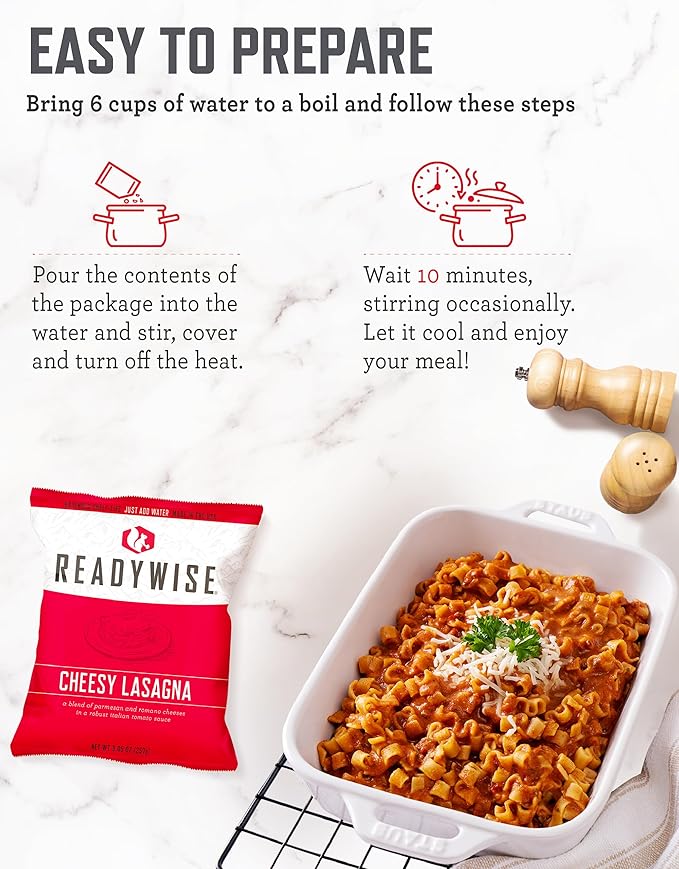 ReadyWise Emergency Food Supply - 18 Servings Favorites Box, Survival Food Kit with Freeze Dried Prepper Food & Dehydrated Meals, Camping Essentials for Backpacking & Hiking, up to 25 Year Shelf Life