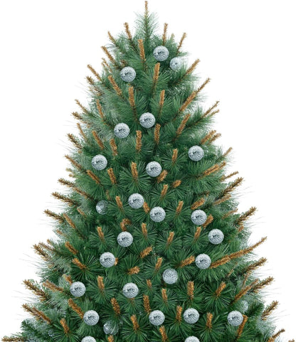 Selena 7.5ft Prelit Artificial Christmas Tree with 1209 Branch Tips, 400 Warm Lights and Metal Stand, 50" Wide Realistic Withered Christmas Tree with Lights by Naomi Home