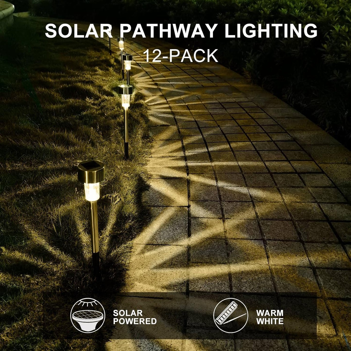 Solar Lights Outdoor Waterproof, Stainless Steel LED Landscape Lighting, Solar Garden Lights Solar Powered, Outdoor Solar Lights for Yard, Pathway, Walkway, Patio, Lawn - 16 Pack (Warm White)