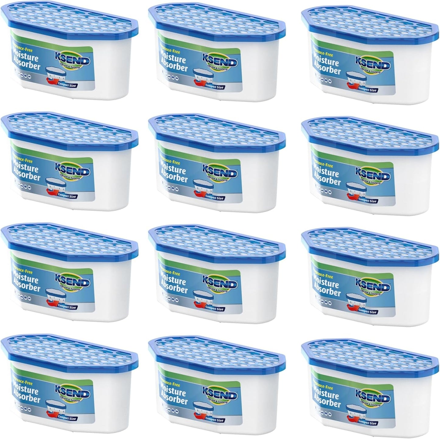 Moisture Absorbers, 12 Pack, Compact Dehumidifier for Closet, Efficient Humidity Absorber Boxes, Moisture Absorber for Closet, Odor Eliminator with Fragrance Free, Blue, 6.4oz, 300ml