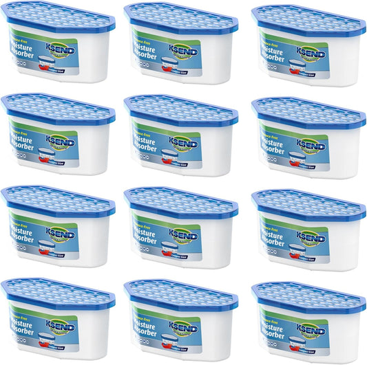 Moisture Absorbers, 12 Pack, Compact Dehumidifier for Closet, Efficient Humidity Absorber Boxes, Moisture Absorber for Closet, Odor Eliminator with Fragrance Free, Blue, 6.4oz, 300ml