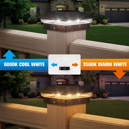 VOLISUN Solar Post Cap Light Outdoor 16pack,Solar Deck Fence - Post Lights Waterproof for 4x4 Wooden/4x4 Vinyl, with Warm White/Cool White for Garden/Patio/Porch