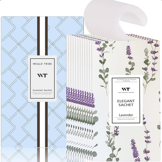 WEALD TRIBE 12 Packs Large-Bag Eucalyptus & Lavender Scented Sachets for Closet and Drawer Deodorizer Home Fragrance | Air Freshener Long Lasting Large Sachets Bags Hanging