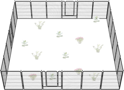 FXW Garden Fence Outdoor for The Yard – 40in(H) x 53.5ft(L) Heavy Duty Metal Animal Barrier for Dog and Rabbit, Decorative Dog Fence, 24 Panels, Black