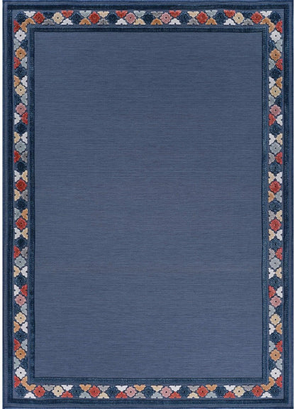 Beverly Rug Outdoor Rug 8x10 Modern Bordered Area Rugs for Indoor and Outdoor Patio Easy to Clean Non Shedding Living Room Porch Garden Washable Outside Carpet (8 x 10 Blue)