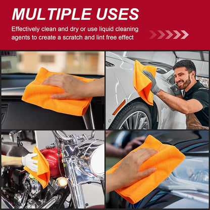 200 Pcs Microfiber Cleaning Cloth 16x16 Inch Microfiber Towels for Car Ultra Absorbent Cleaning Rags Reusable Lint Free Streak Free Detailing Towel for Car Washing Drying Dusting (Orange)