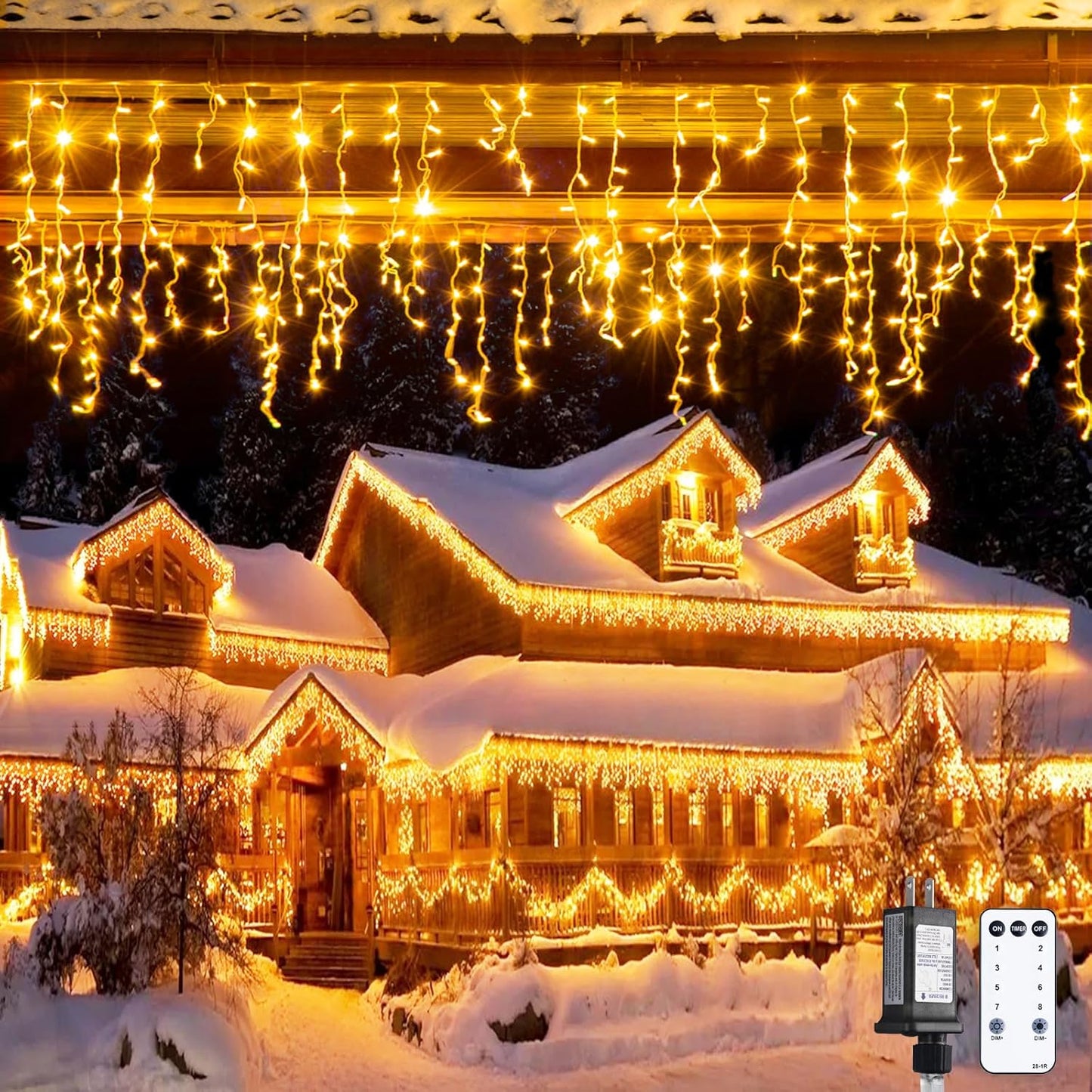 JMEXSUSS Christmas Icicle Lights for Outside-800 LED Warm White Icicle Lights Outdoor Waterproof, Warm White Christmas String Light for House Wedding Party Christmas Decoration