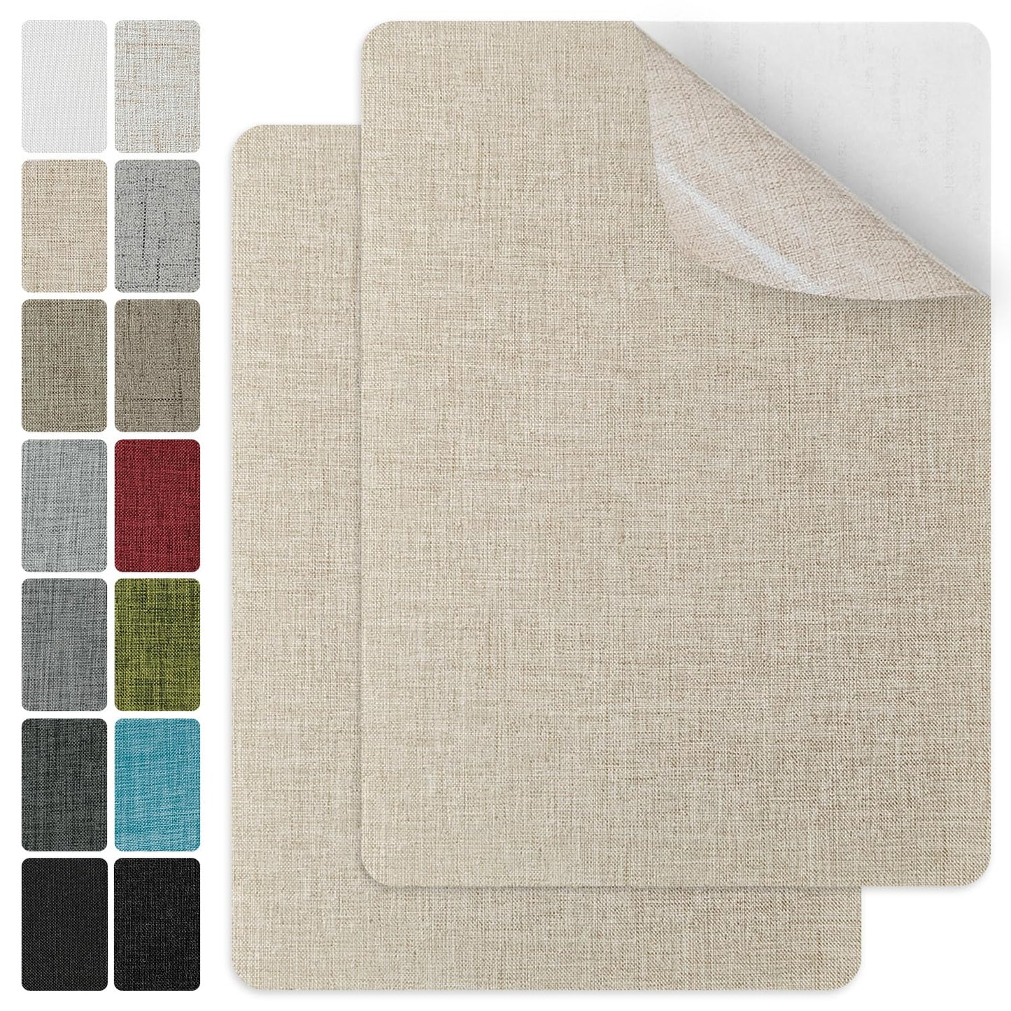 J.CARP 2Pcs Linen Repair Patches, Large Self-Adhesive Fabric Patch for Sofas, Couch, Furniture, Car Seats (8 * 11 inches-2PCS Beige)