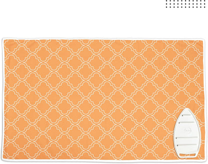 Encasa XO Ironing Mat/Pad (Large 48"x28") with 3mm Padding & Silicone Iron Rest for Steam Pressing on Tabletop or Bed - Heat Resistant, Portable, Quilting & Travel Blanket - Peach Tiles
