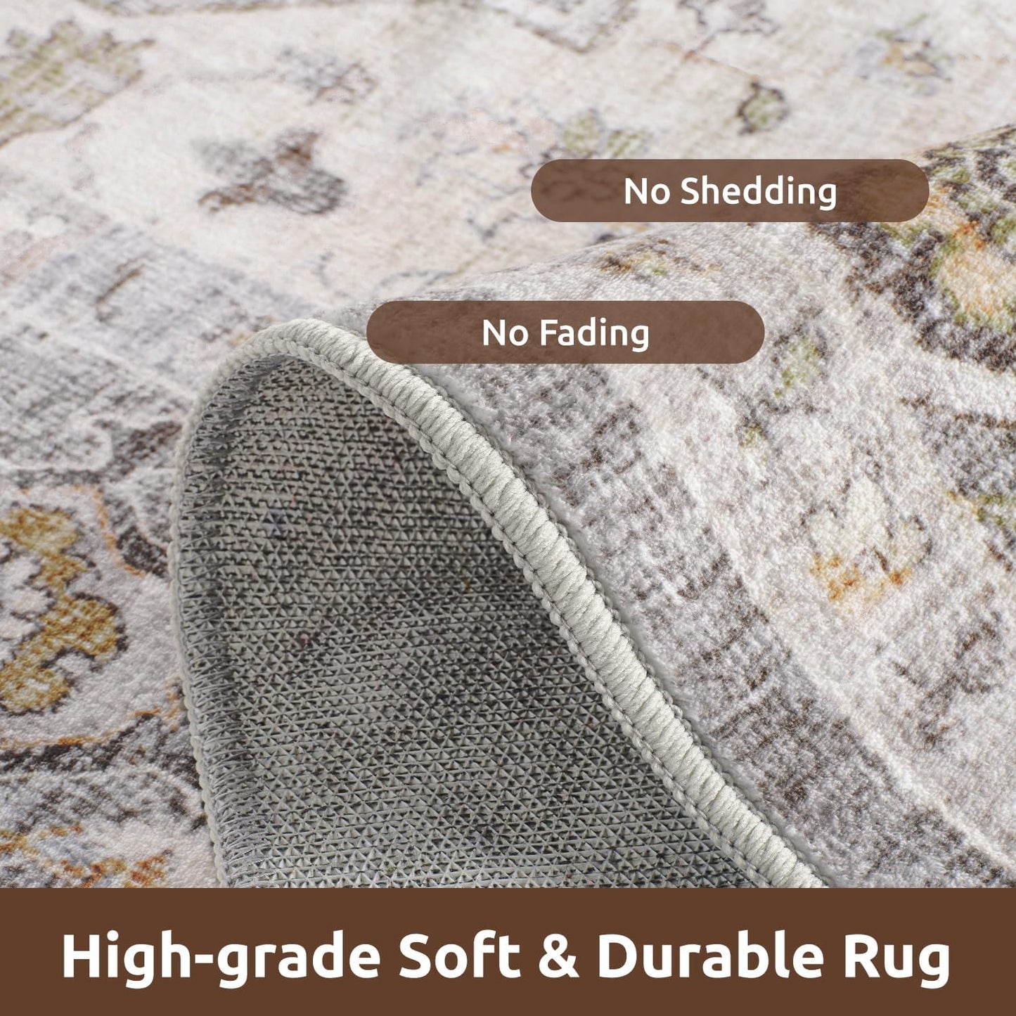 AMOAMI-2X3 Small Rug-Washable Rugs Entryway Mat Indoor-Soft Vintage Non Slip Rugs for Kitchen Laundry Room Bathroom Grey Decorative Accent Rug for in Front of Sink 24 Inch x36 Inch