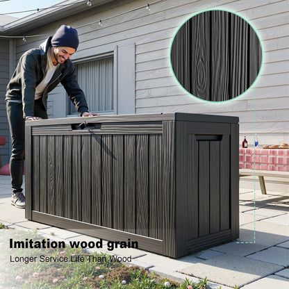 Vixzen 80 Gallon Resin Deck Box, Lockable Outdoor Storage Box for Patio Cushions Storage Furniture,Garden Tools, Pool Supplies, Weatherproof and UV Resistant,Black