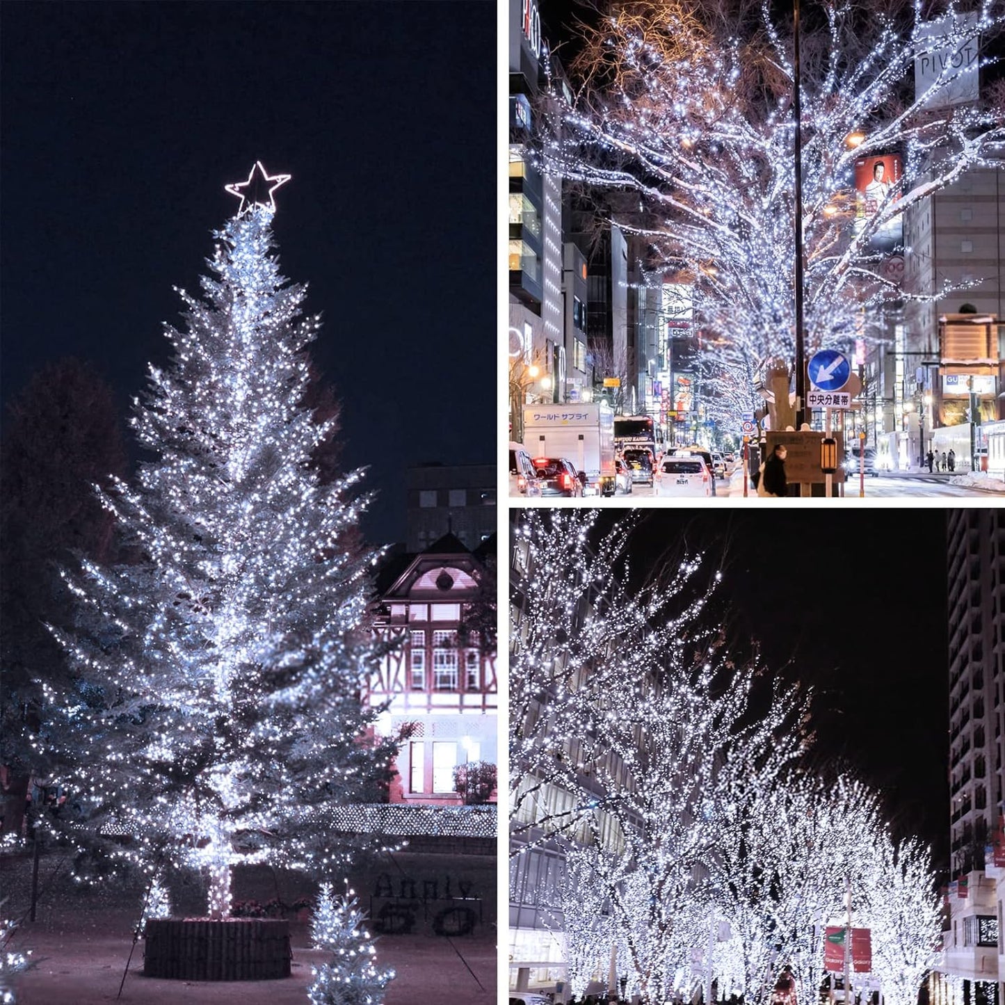 (Warm White ⇋ Cool White) Solar Christmas String Lights Outdoor, 2-Pack Total 80FT 200 LED Solar Twinkle Lights, Waterproof Copper Wire 8 Modes Solar Fairy Lights for Garden Tree Christmas Party Decor