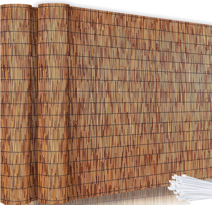 Bamboo Reed Fencing, Light Russet Decorative Bamboo Privacy Fence 5ft High, Reed Curtains for Patio Garden Balcony Outdoor Privacy Screen, 5 x 16 FT (2 Pcs)