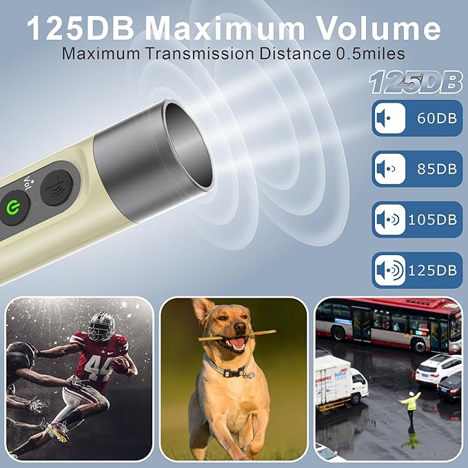 Electronic Whistle Highest IPX5 Maximum Sound 125db Battery 1000mAh Blue for Coaches Teacher, Sports Whistle