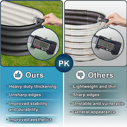 2 Pcs 4.5x2x2ft Oval Raised Garden Bed, Galvanized Raised Beds,Open-Ended Base Metal Raised Planter Beds,Garden Bed Outdoor,Planter Raised Boxes for Vegetables, Flowers,Tool-Free Asse,Gray