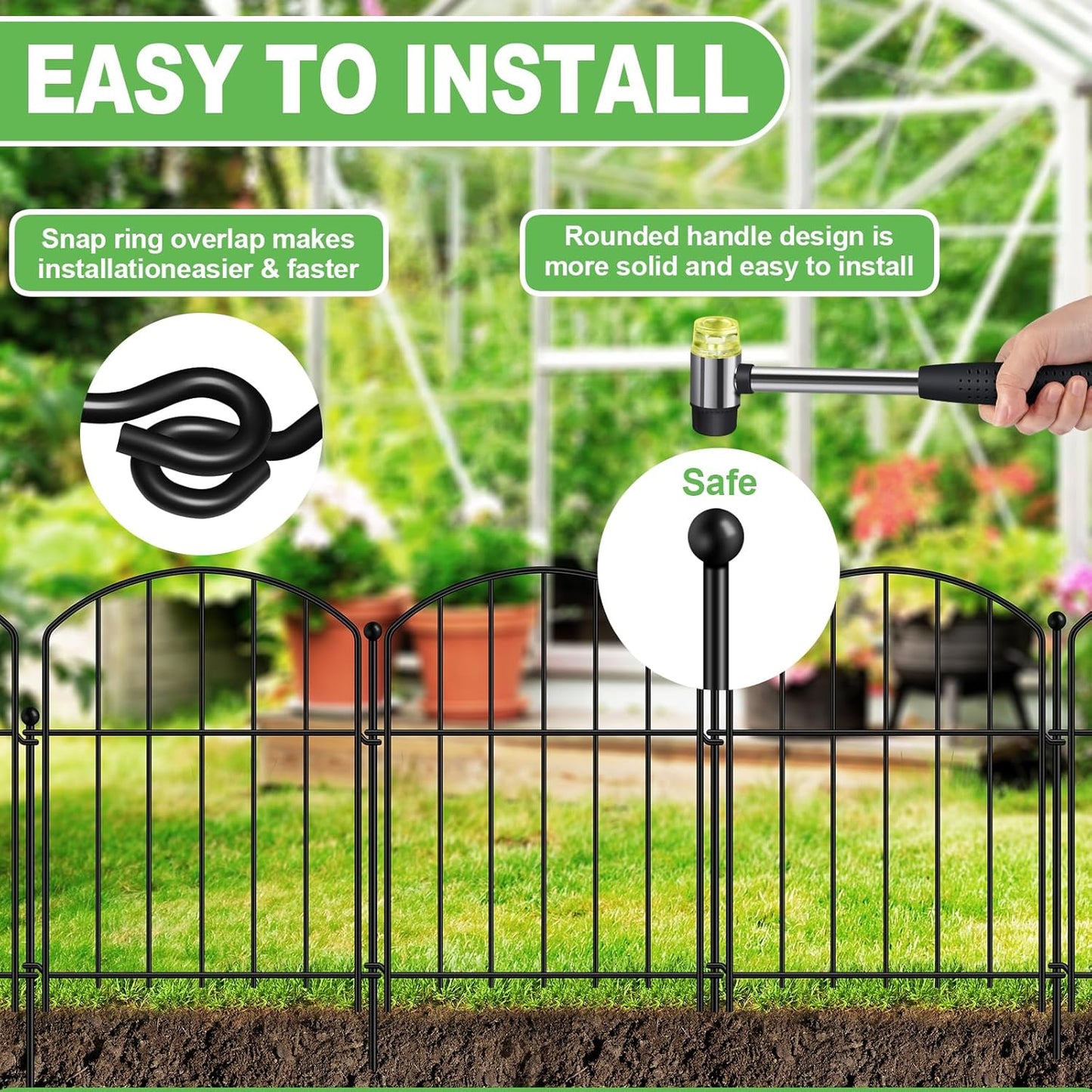 Decorative Garden Fence, 17in x 25ft, Metal Animal Barrier, 25 Pack, Arched Flower Bed Border, Rustproof Dog and Rabbit Defense and Dog Ground Defense No-Dig Fence for Patio Patio Outdoor