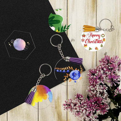 100 Pcs Round Acrylic Keychain Blanks 2Inch Circle Blanks with Hole,Clear Acrylic Discs Circles Bulk for Keychains Ornament Painting and Vinyl Crafts Projects