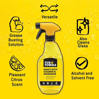 Tub O' Towels Heavy Duty Cleaner and Degreaser Spray Helps in Removing Oil Tar Paint Dirt Caulk Grease Grime Gunk Epoxies, Industrial Strength, Home & Auto, Made In USA, Citrus Scent, 24oz