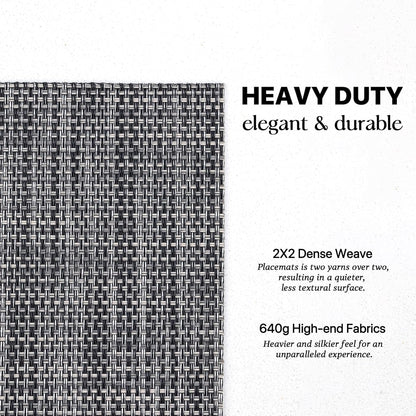 LEXMORE Placemats Set of 8 Vinyl/Plastic Woven Place Mats for Kitchen Table Indoor/Outdoor Washable Placemat Wipeable Dining Table Mats(A-Dark Gray)