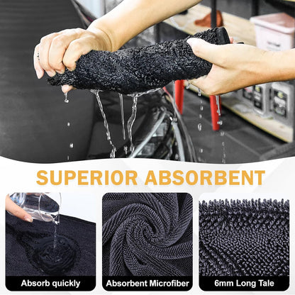 2-Pack Medium Size (23.6" x 15.7") Microfiber Towels, 600GSM Ultra Absorbent Car Drying Towels — Scratch-Free, Streak-Free, Lint-Free, Perfect for Cars, Shower Cabins, and Household Use