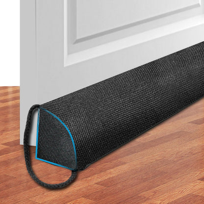 QUOLIX Triangle Under-Door Draft Stopper, 36 Inch Noise Blocker, Weighted Weather Stripping, Gray Cotton & Polyester, Multi-Function Noise & Light Blocker, Black