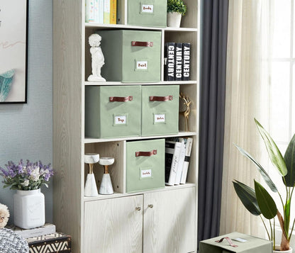 DECOMOMO Storage Cubes, 13x13x13 Storage Cube Bins with Labels, Fabric Organizer Bins (13" / 6pcs, Sage Green)