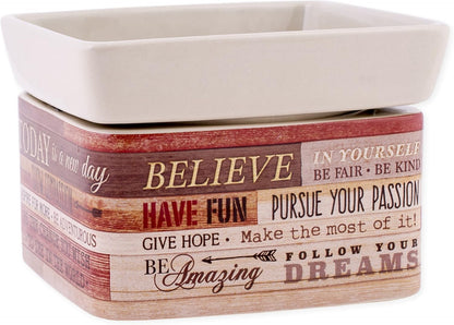 Today Aspire Change World Wood Look Stoneware Electric 2-in-1 Jar Candle and Wax Tart Oil Warmer